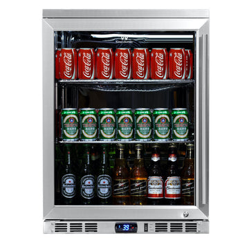 Kings Bottle 24 Inch Under Counter Beer Cooler Drinks Stainless Steel KBU55M LHH