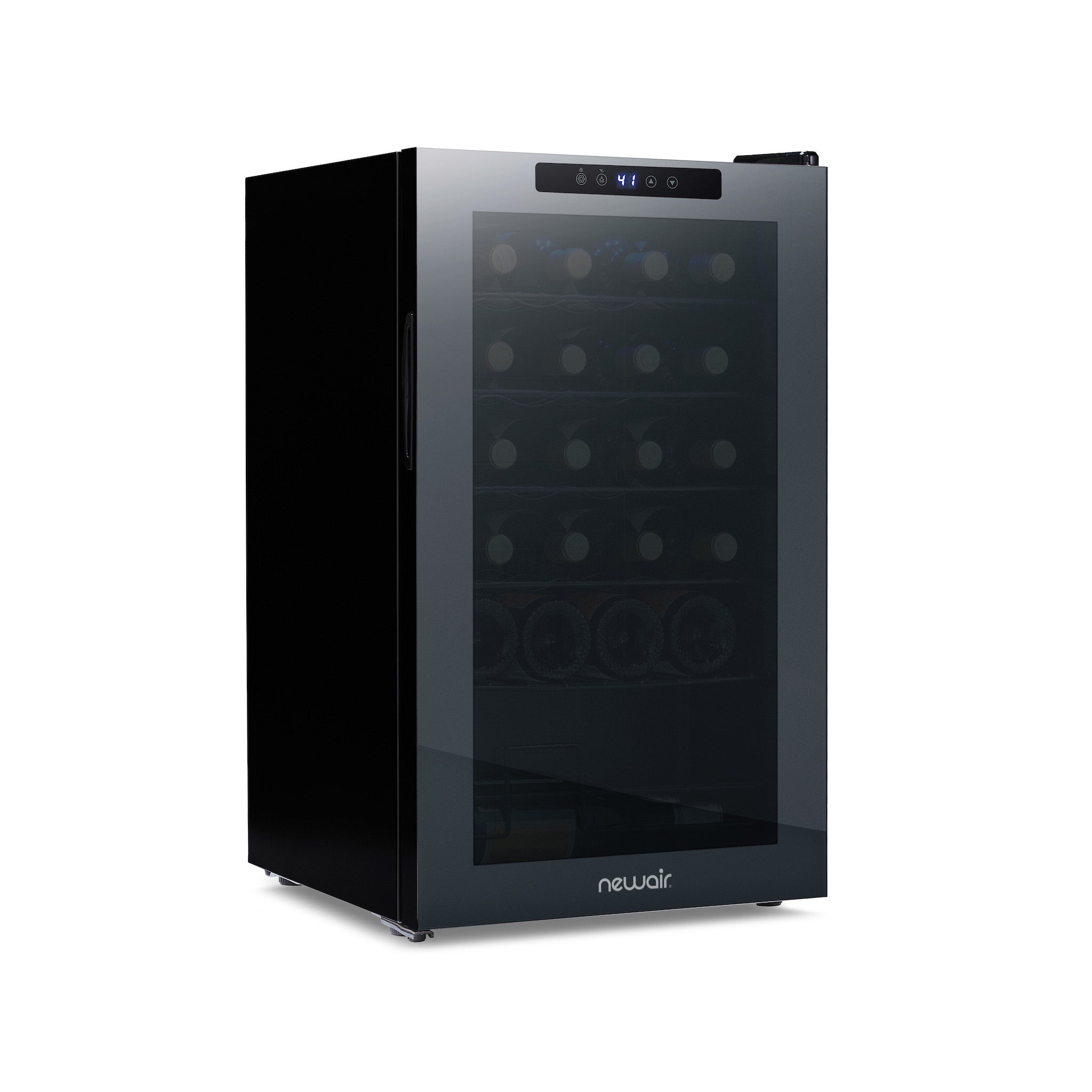 Newair® Shadow?? Series Wine Cooler Refrigerator 24 Bottle, Freestanding Mirrored Wine Fridge with Double-Layer Tempered Glass Door & Compressor Cooling for Reds, Whites, and Sparkling Wine, 41f-64f Digital Temperature Control
