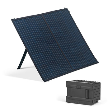 Newair Solar Generator Kit with 100W Solar Panel and 173W Removeable/Rechargeable Lithium Battery, Connects to DC 12V/24V Electric Car Fridge and Freezer