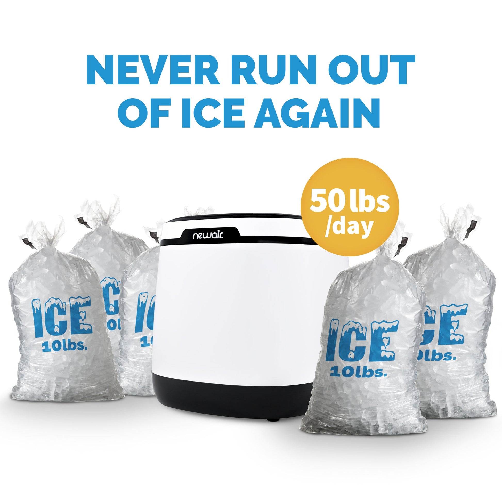 Newair Countertop Ice Maker, 50 lbs. of Ice a Day, One Button Operation and Easy to Clean BPA-Free Parts