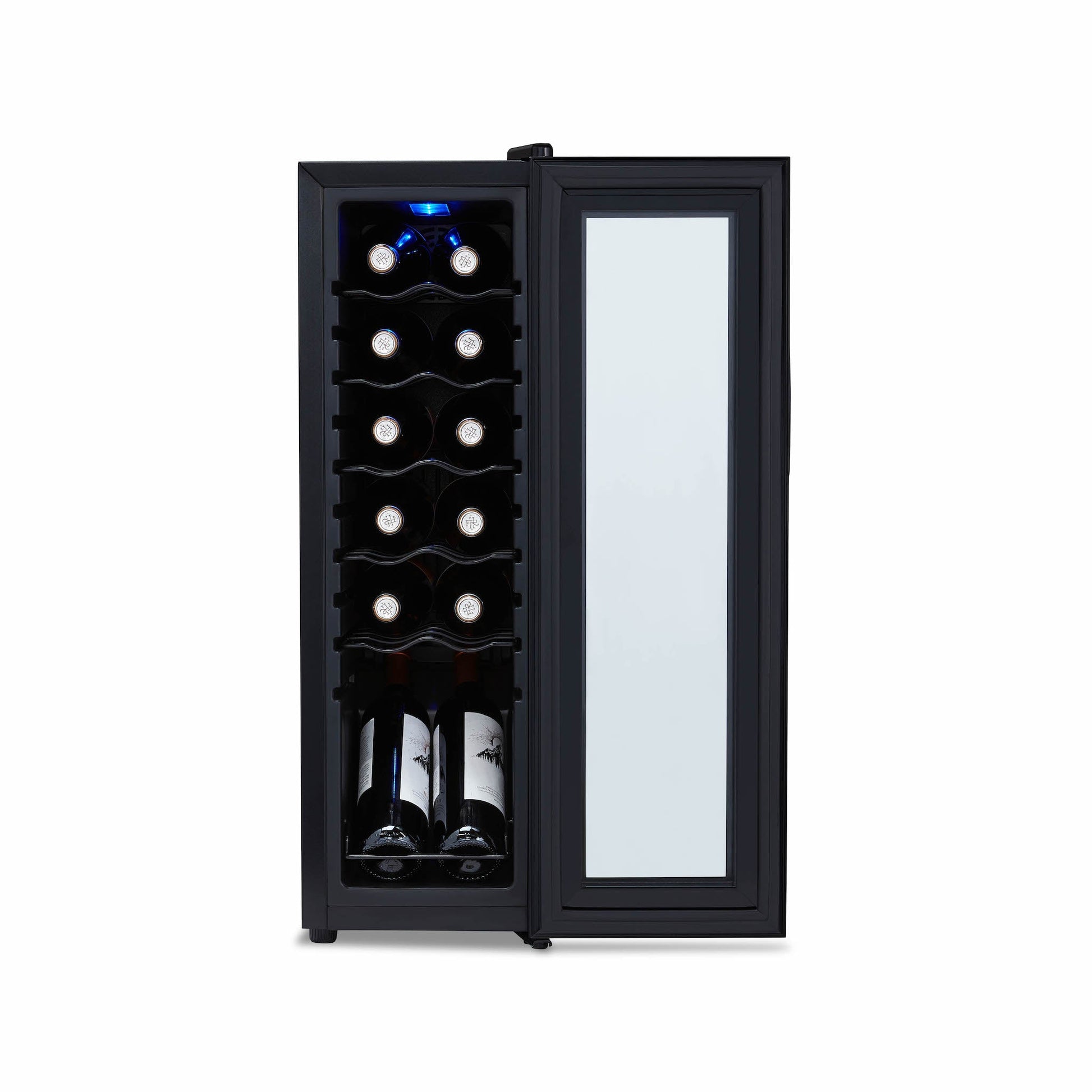 Newair® Shadow?? Series Wine Cooler Refrigerator 12 Bottle, Freestanding Mirrored Wine Fridge with Double-Layer Tempered Glass Door & Compressor Cooling for Reds, Whites, and Sparkling Wine, 41f-64f Digital Temperature Control