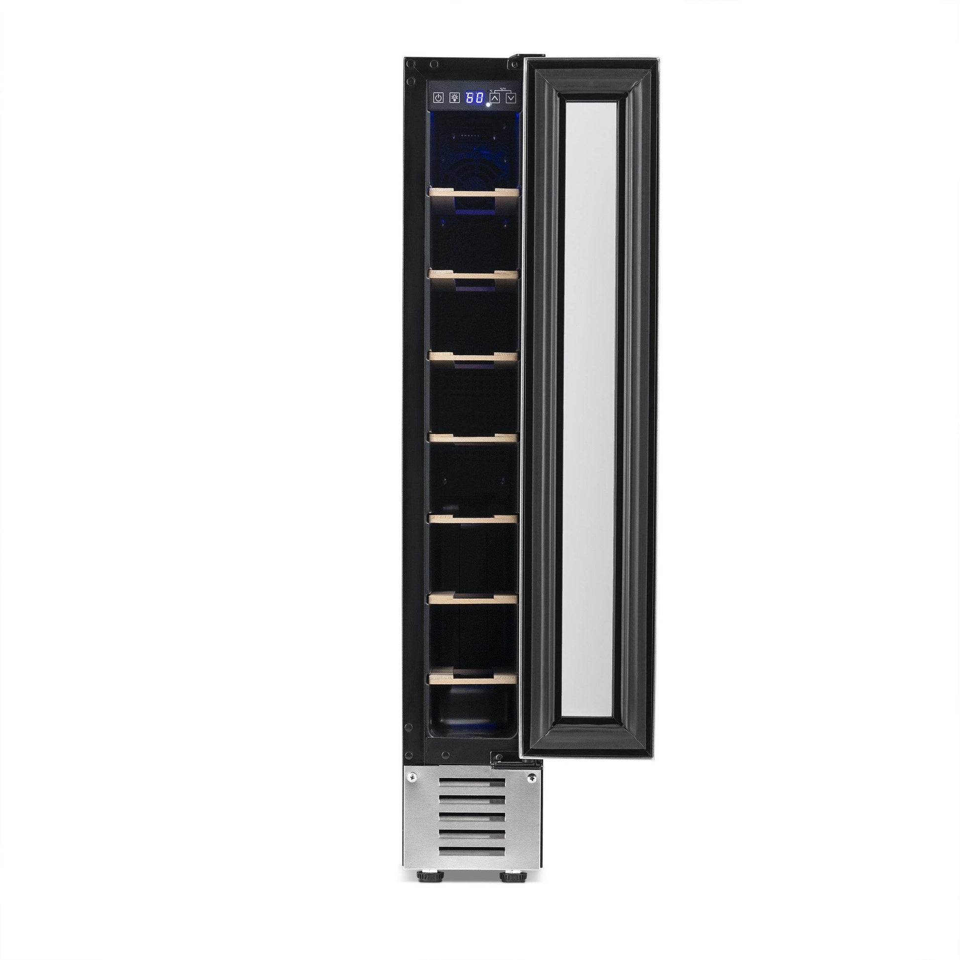 Newair 6" Built-In 7 Bottle?Compressor?Wine Fridge?in Stainless Steel, Compact Size with Precision Digital Thermostat and Premium Beech?Wood Shelves??