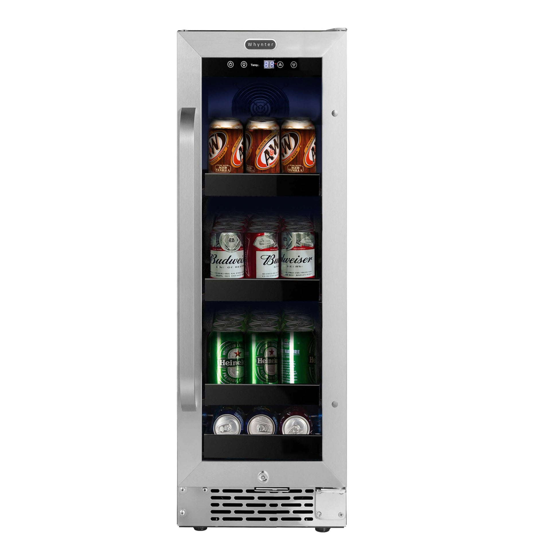 Whynter BBR-638SB 12 inch Built-In 60 Can Undercounter Stainless Steel Beverage Refrigerator with Reversible Door, Digital Control, Lock and Carbon Filter