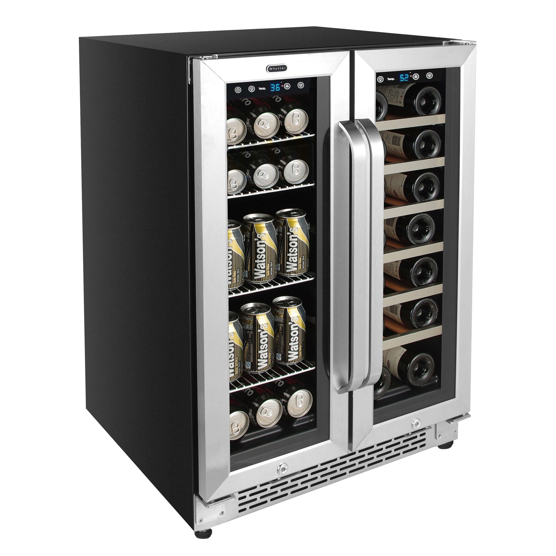 Whynter BWB-2060FDS/BWB-2060FDSa 24? Built-In French Door Dual Zone 20 Bottle Wine Refrigerator 60 Can Beverage Center