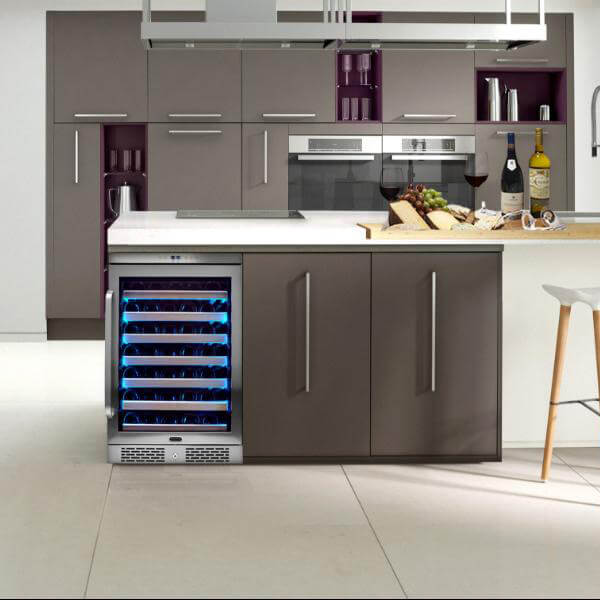 Whynter BWR-545XS Elite Spectrum Lightshow 54 Bottle Stainless Steel 24 inch Built-in Wine Refrigerator with Touch Controls and Lock