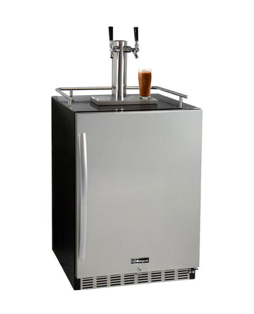 24" Wide Cold Brew Coffee Dual Tap Black Commercial Built-in Right Hinge Kegerator