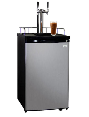 20" Wide Cold Brew Coffee Dual Tap Stainless Steel Kegerator