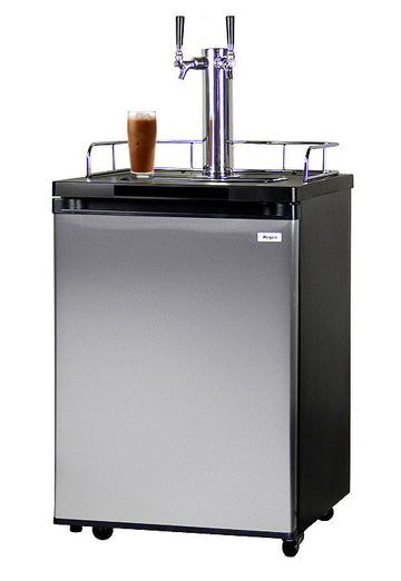 24" Wide Cold Brew Coffee Dual Tap Stainless Steel Kegerator