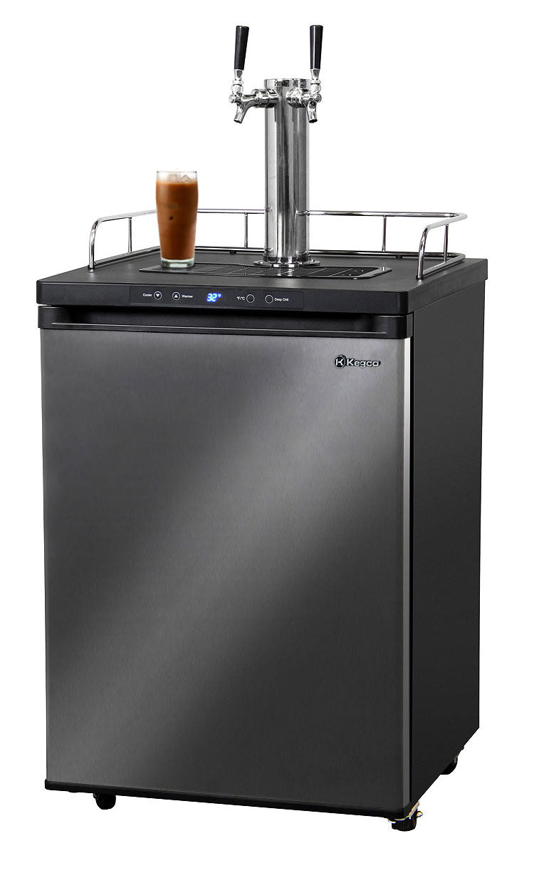 24" Wide Cold Brew Coffee Dual Tap Black Stainless Steel Kegerator