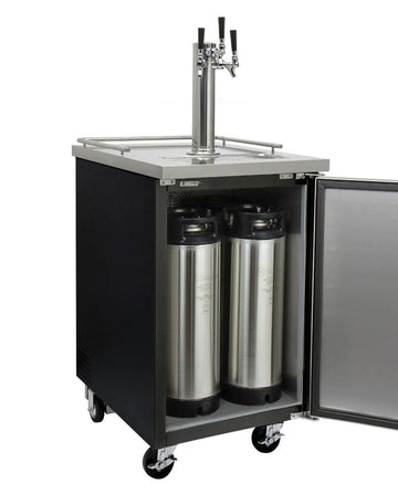 24" Wide Cold Brew Coffee Triple Tap Black Commercial Kegerator
