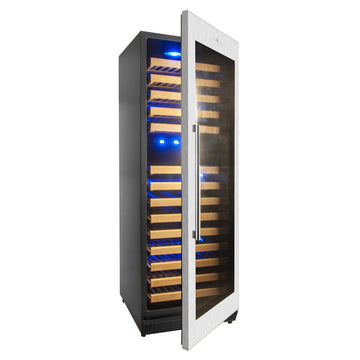 Kings Bottle Tall Large Wine Refrigerator With Glass Door With Stainless Steel Trim KBU170DX-SS RHH