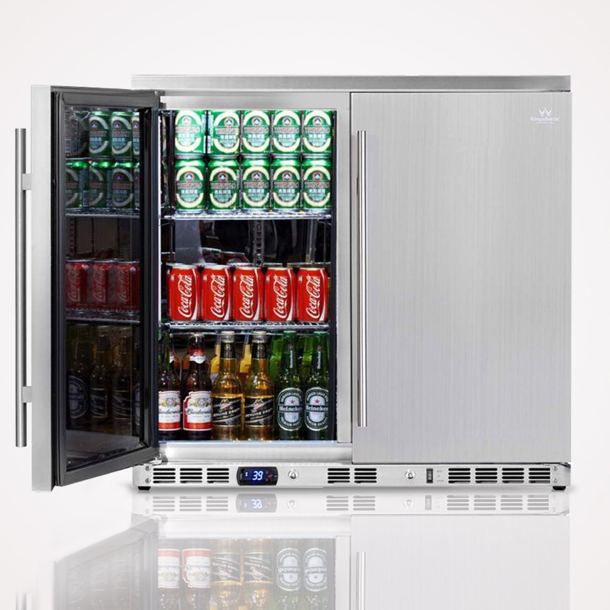 Kings Bottle 36 Inch Outdoor Beverage Refrigerator 2 Door For Home KBU56ASD