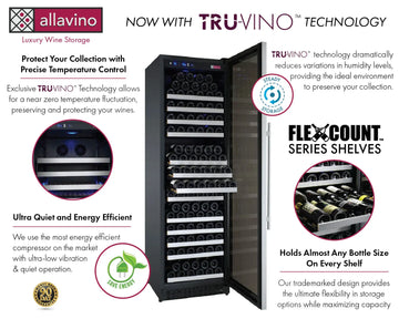 Allavino 47" Wide FlexCount II Tru-Vino 349 Bottle Three Zone Stainless Steel Side-by-Side Wine Refrigerator