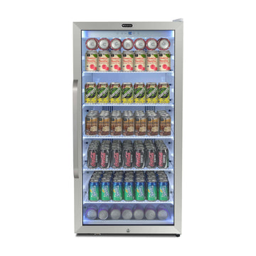 Whynter CBM-815WS/CBM-815WSa Freestanding 8.1 cu. ft. Stainless Steel Commercial Beverage Merchandiser Refrigerator with Superlit Door and Lock – White