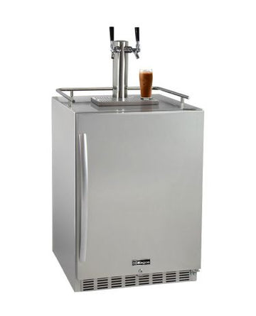 24" Wide Cold Brew Coffee Dual Tap All Stainless Steel Outdoor Built-in Right Hinge Kegerator