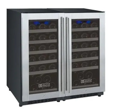 Allavino 30" Wide FlexCount II Tru-Vino 60 Bottle Dual Zone Stainless Steel Side-by-Side Wine Refrigerator